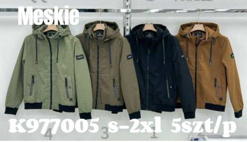 Kurtka męska cienka Roz S-2XL, 1 Kolor Paczka 5 szt